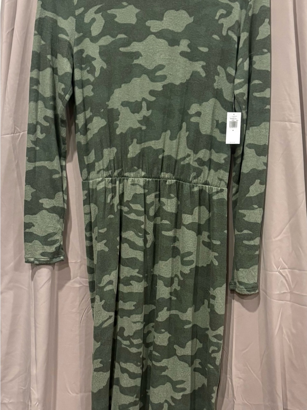 Old Navy Green Camo Maxi Dress with Long Sleeves